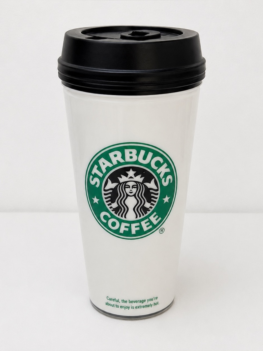 STARBUCKS Coffee White Blurred Mermaid Logo Travel Mug 16oz Tumbler 2007 RETIRED